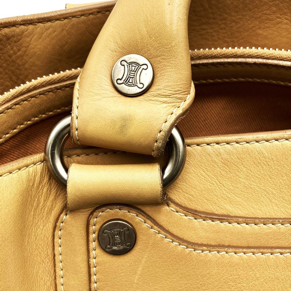 CELINE Hand Bag Tote Purse Boogie Leather Beige Authentic