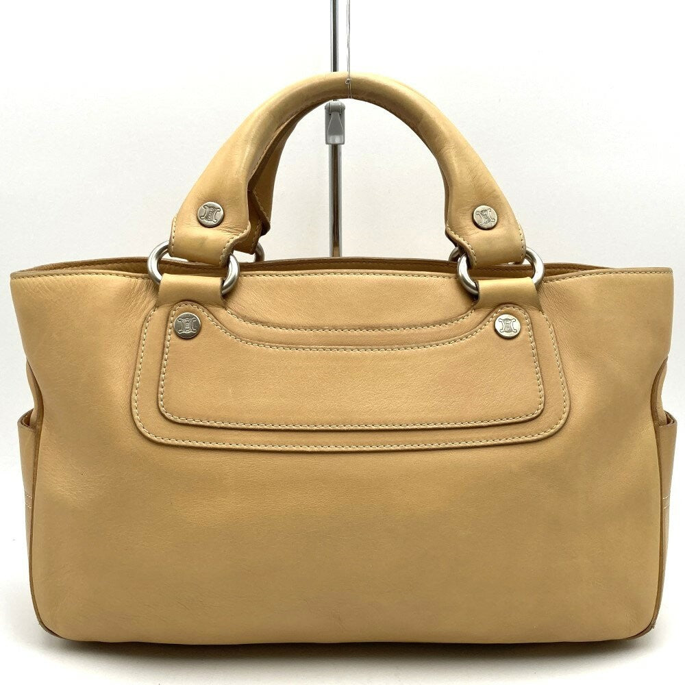 CELINE Hand Bag Tote Purse Boogie Leather Beige Authentic