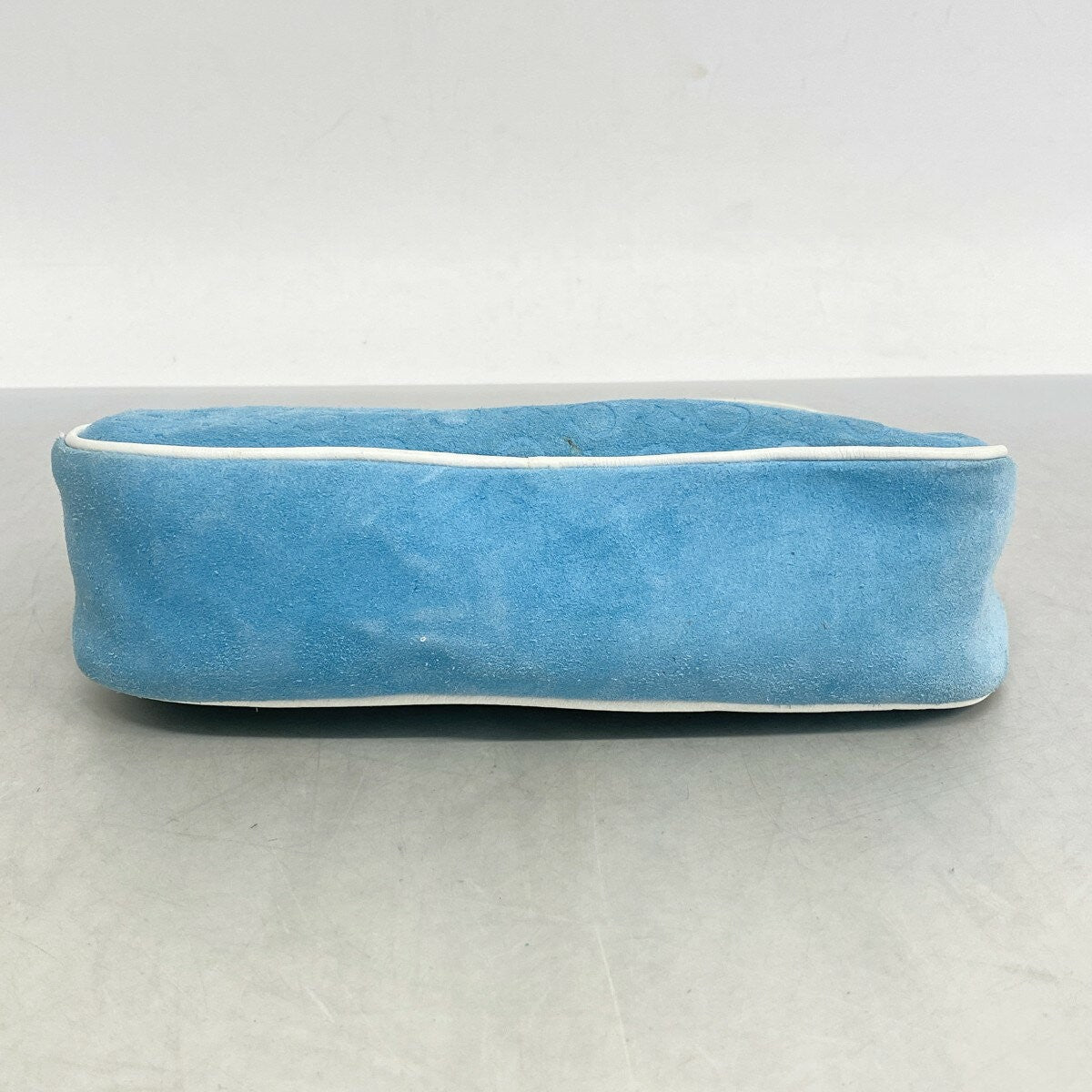 CELINE Accessory Pouch Hand Pouch C Macadam Suede Sky Blue White Authentic
