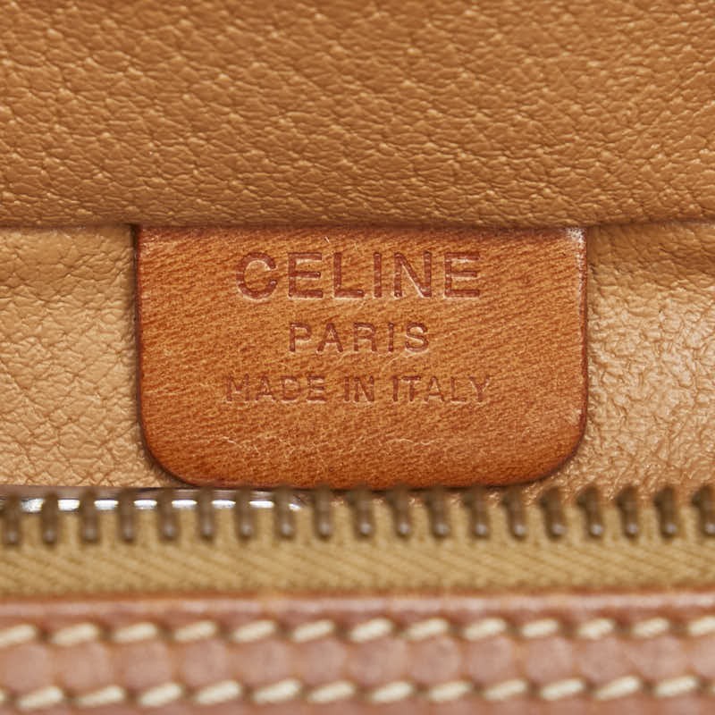 CELINE Vanity Hand Bag Tote Purse Macadam PVC Leather Beige Brown Authentic