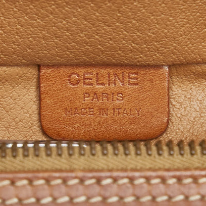 CELINE Vanity Hand Bag Tote Purse Macadam PVC Leather Beige Brown Authentic