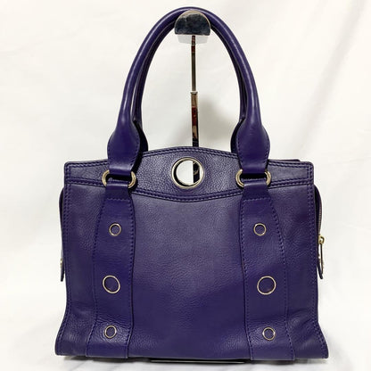 CELINE Hand Bag Tote Purse Leather Purple Authentic