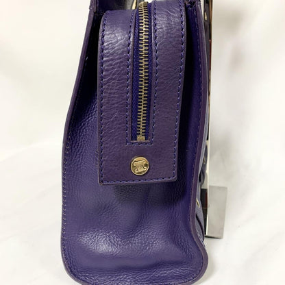 CELINE Hand Bag Tote Purse Leather Purple Authentic