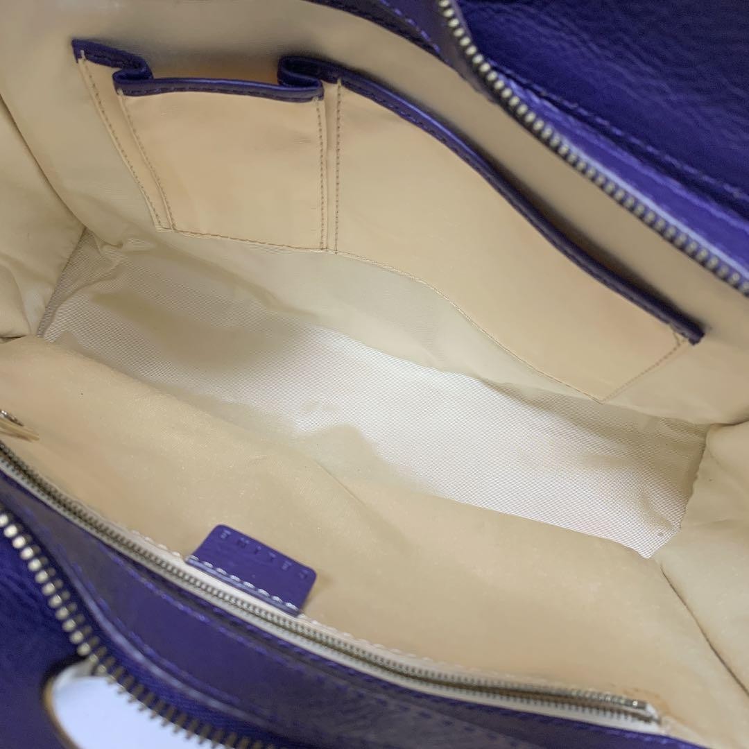 CELINE Hand Bag Tote Purse Leather Purple Authentic