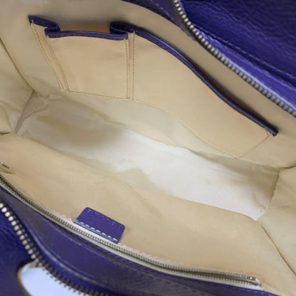 CELINE Hand Bag Tote Purse Leather Purple Authentic