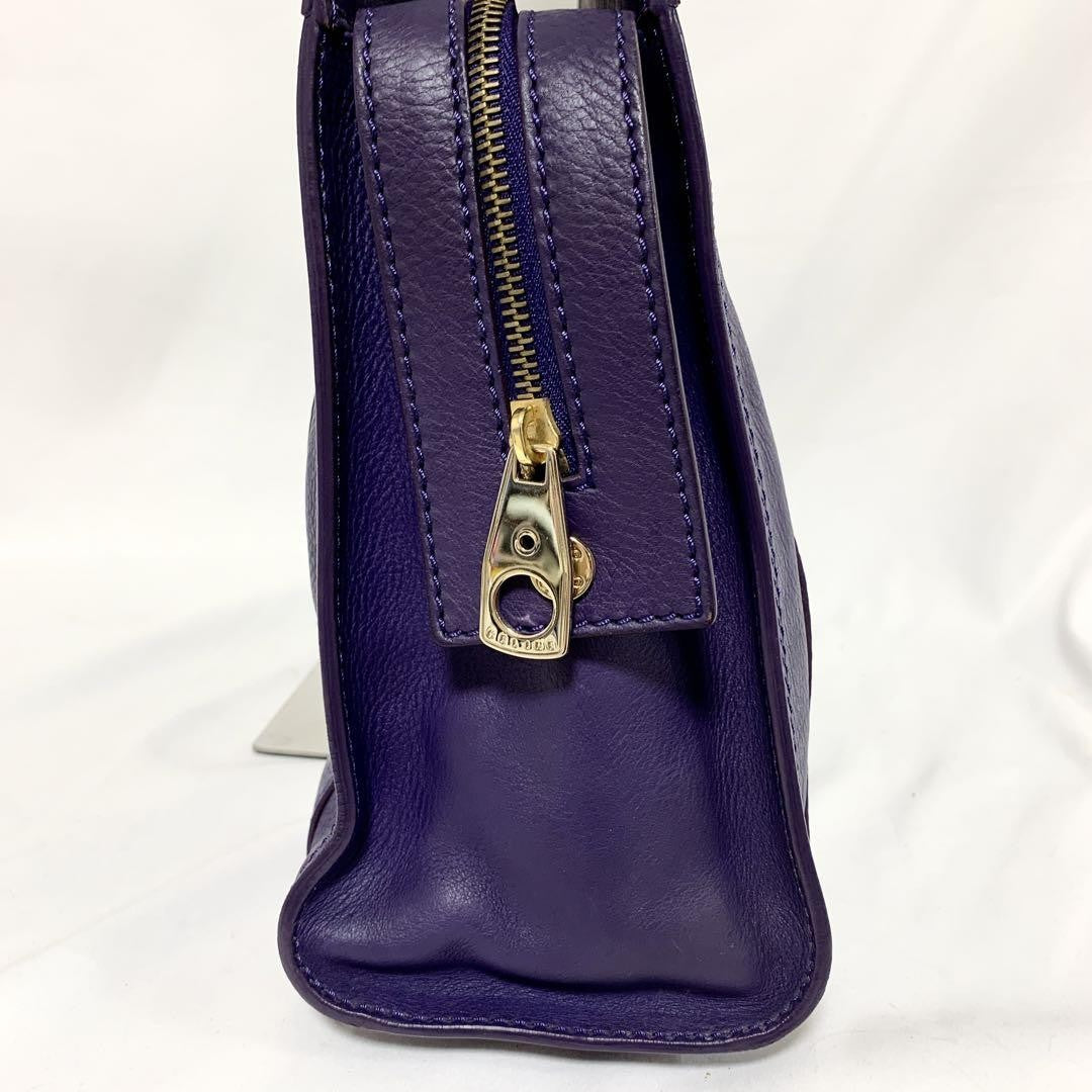 CELINE Hand Bag Tote Purse Leather Purple Authentic