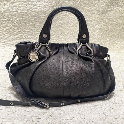 CELINE Hand Shoulder Bag Tote Purse 2way Leather Dark Brown Authentic