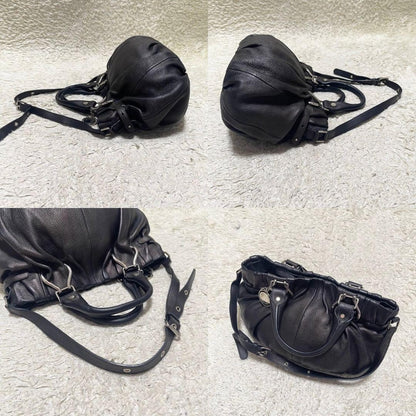 CELINE Hand Shoulder Bag Tote Purse 2way Leather Dark Brown Authentic