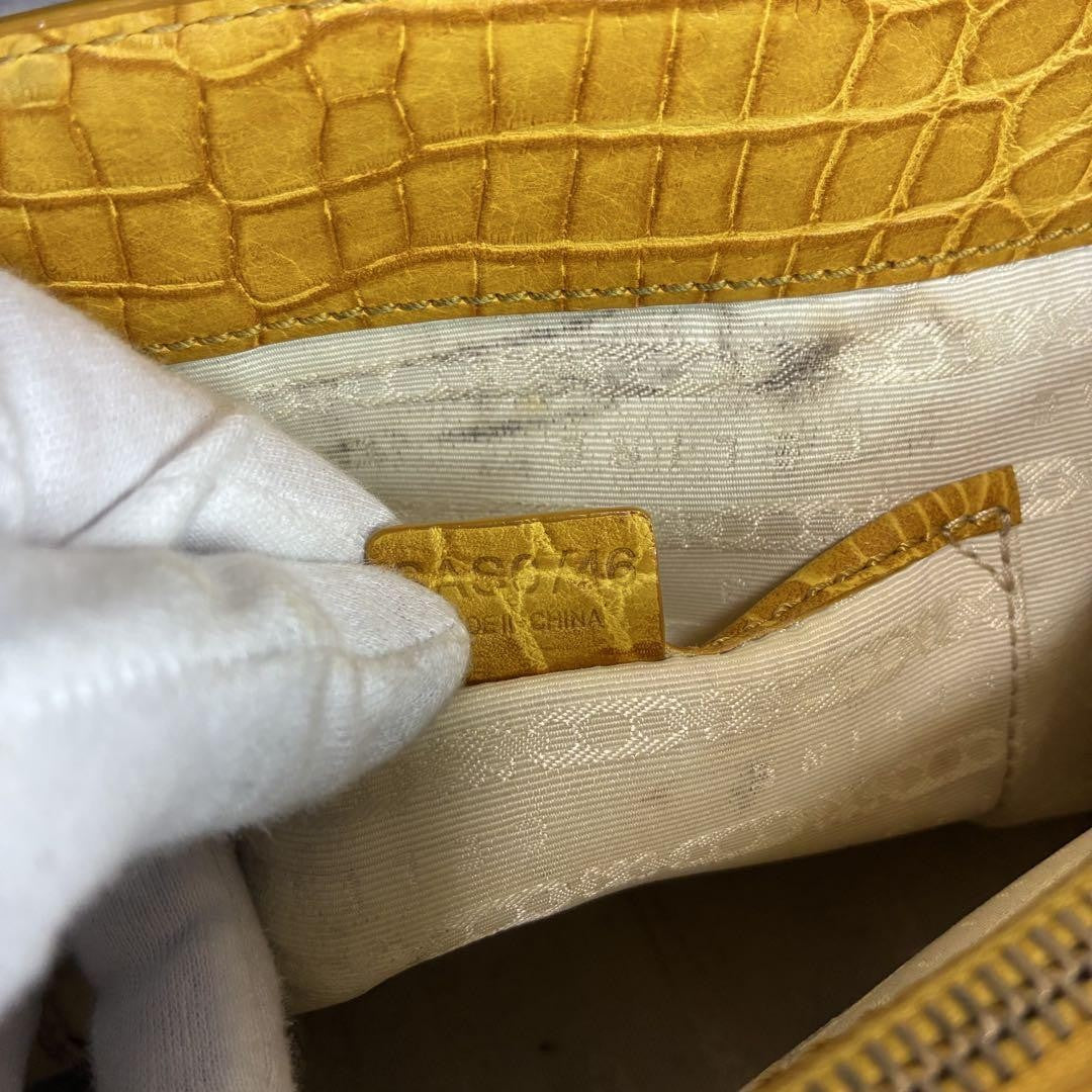 CELINE Hand Bag Tote Purse Boogie Canvas Yellow Authentic