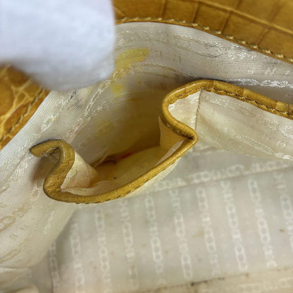 CELINE Hand Bag Tote Purse Boogie Canvas Yellow Authentic