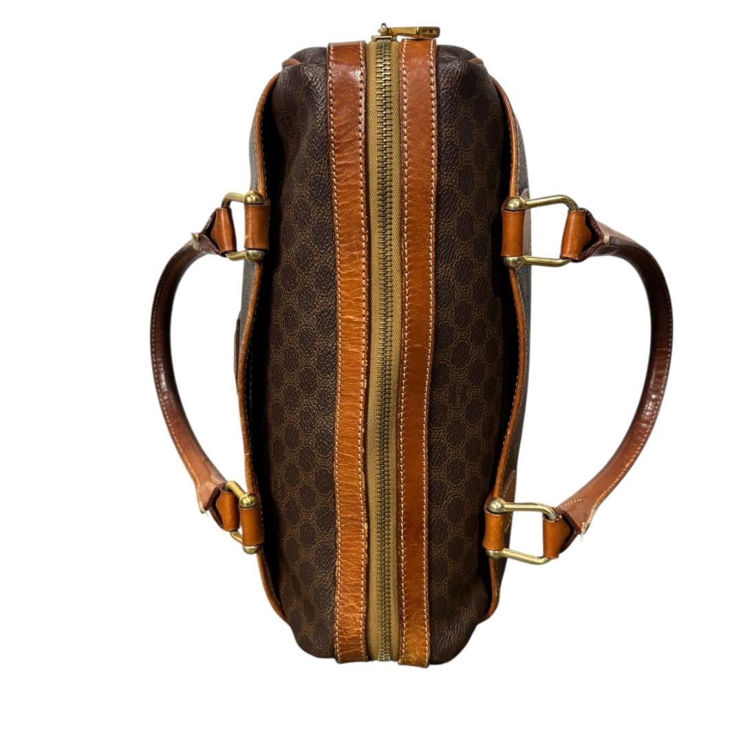 CELINE Boston Hand Bag Tote Purse Macadam Leather Brown Authentic