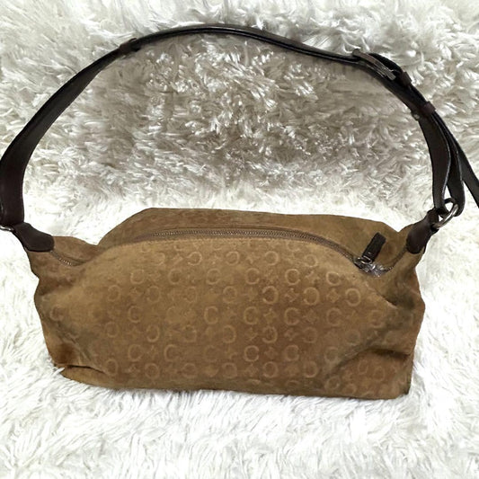 CELINE Shoulder Bag Purse C Macadam Suede Brown Authentic