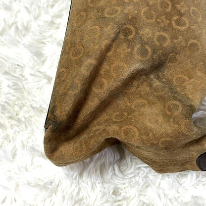CELINE Shoulder Bag Purse C Macadam Suede Brown Authentic