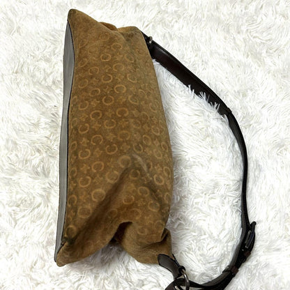 CELINE Shoulder Bag Purse C Macadam Suede Brown Authentic