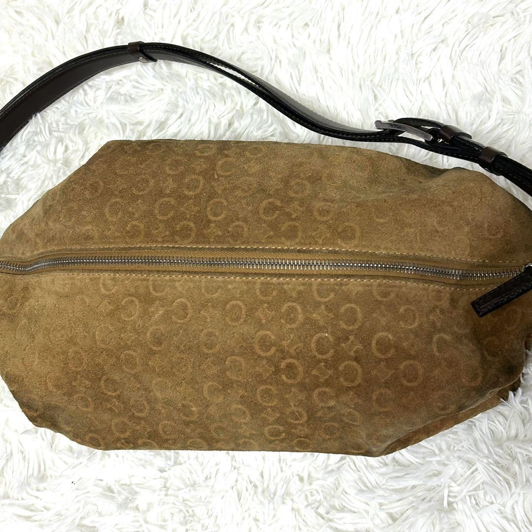 CELINE Shoulder Bag Purse C Macadam Suede Brown Authentic