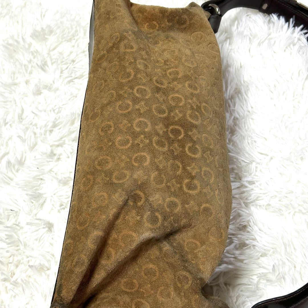 CELINE Shoulder Bag Purse C Macadam Suede Brown Authentic