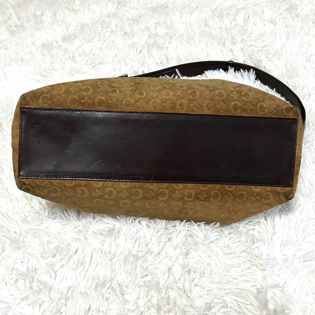 CELINE Shoulder Bag Purse C Macadam Suede Brown Authentic