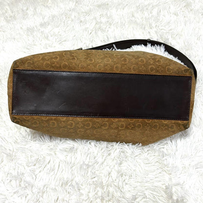 CELINE Shoulder Bag Purse C Macadam Suede Brown Authentic