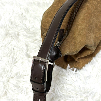 CELINE Shoulder Bag Purse C Macadam Suede Brown Authentic