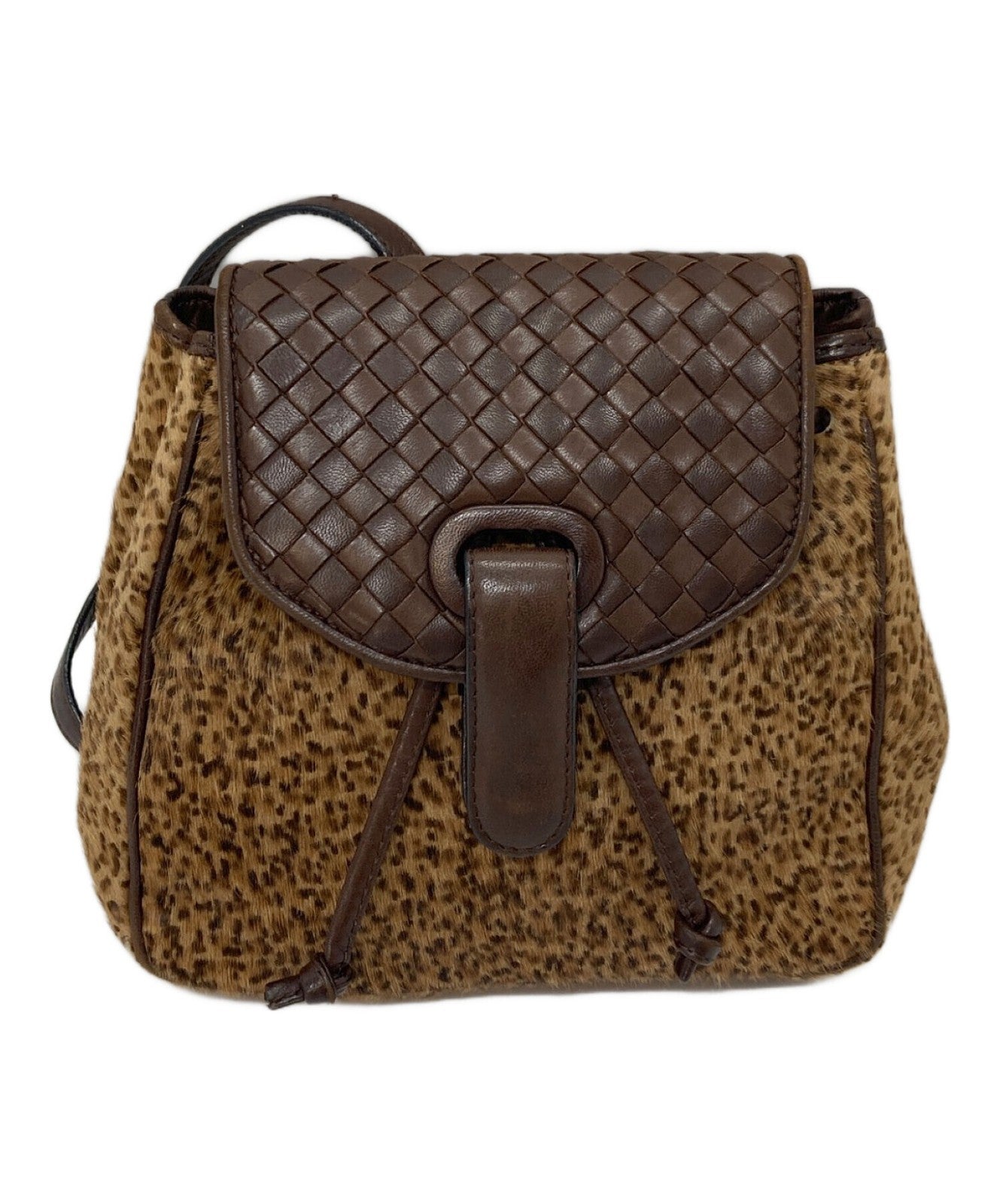 BOTTEGA VENETA Backpack Intrecciato Leather Brown Authentic