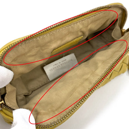 BOTTEGA VENETA Accessory Pouch Hand Pouch Intrecciato Leather Yellow Authentic