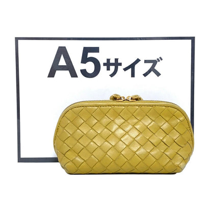 BOTTEGA VENETA Accessory Pouch Hand Pouch Intrecciato Leather Yellow Authentic