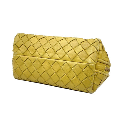 BOTTEGA VENETA Accessory Pouch Hand Pouch Intrecciato Leather Yellow Authentic