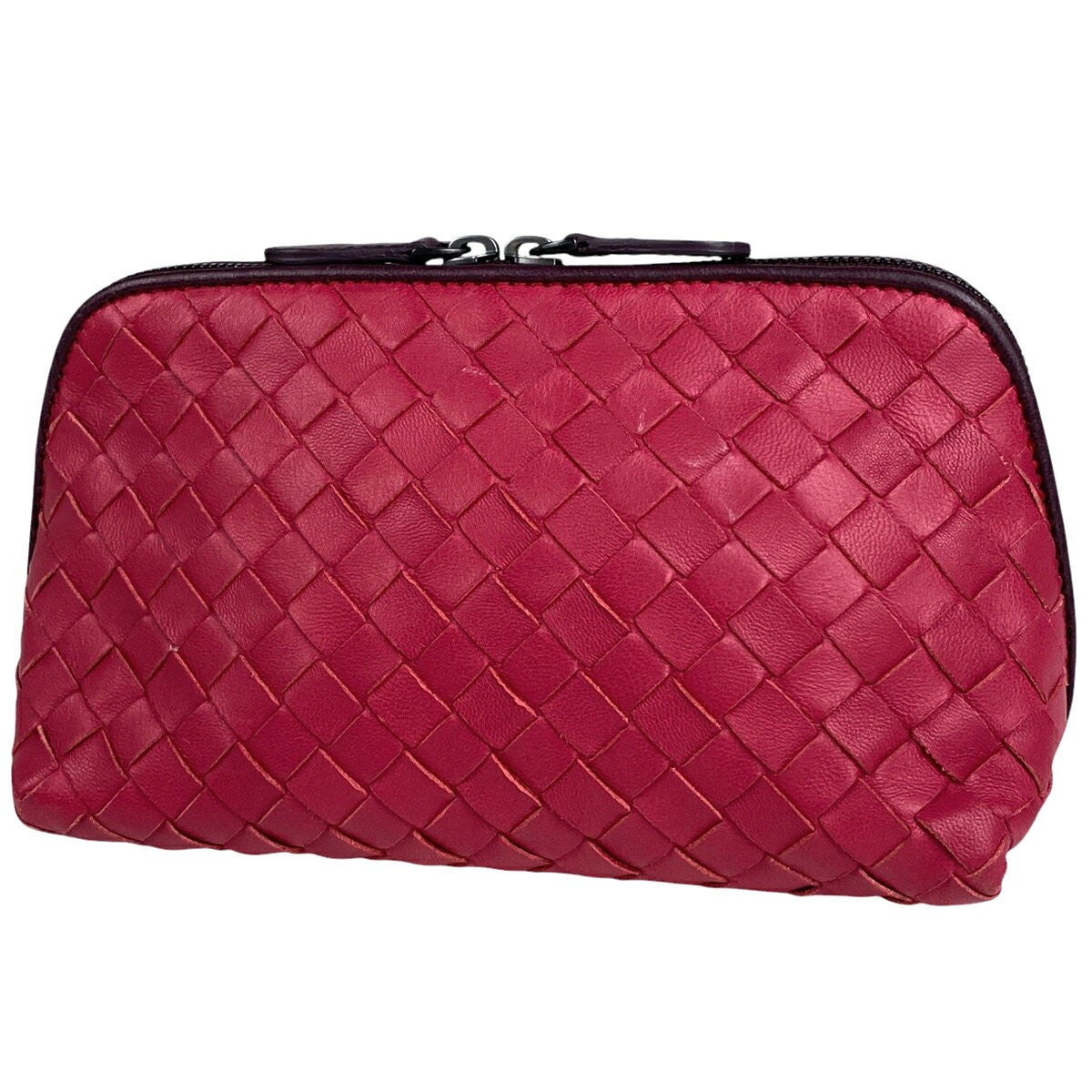 BOTTEGA VENETA Accessory Pouch Hand Pouch Intrecciato Leather Pink Authentic