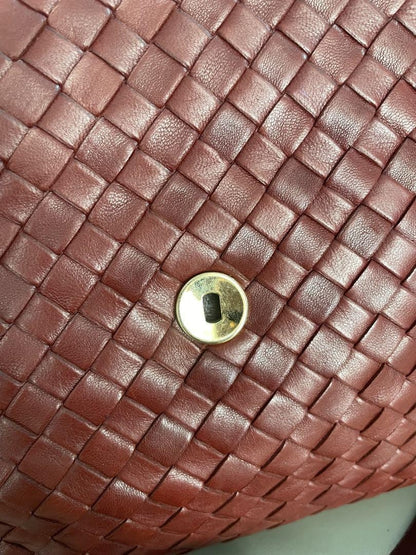 BOTTEGA VENETA Shoulder Bag Purse Intrecciato Leather Red Authentic