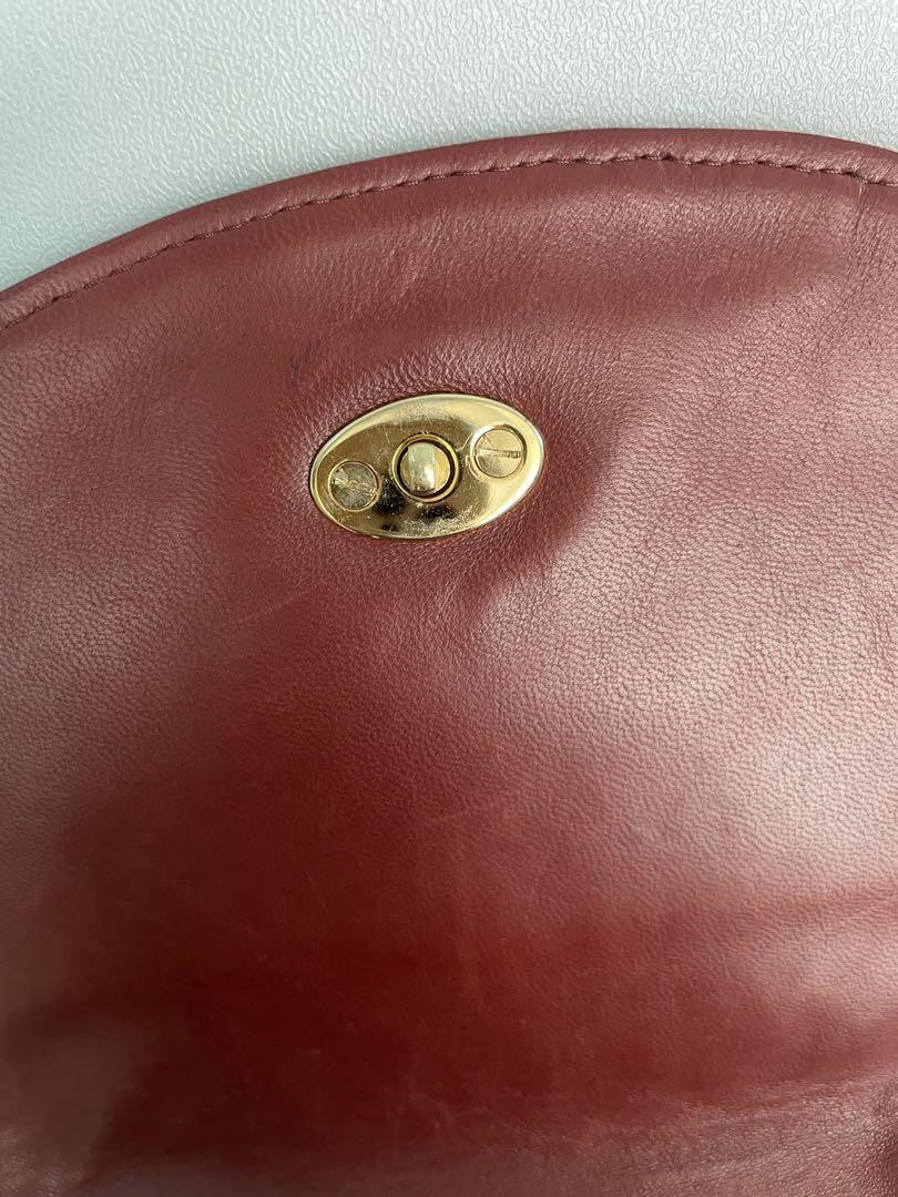 BOTTEGA VENETA Shoulder Bag Purse Intrecciato Leather Red Authentic