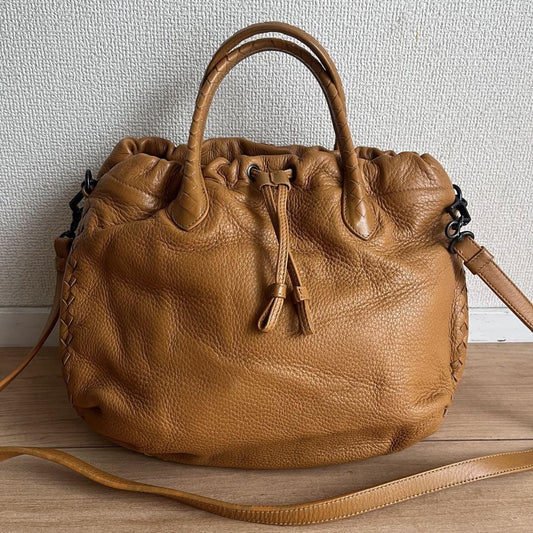 BOTTEGA VENETA Shoulder Bag Purse Intrecciato Leather Brown Authentic