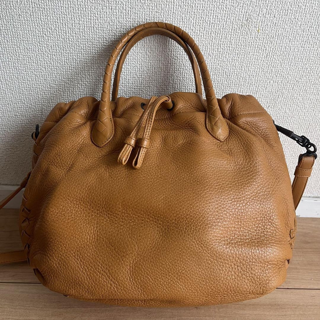 BOTTEGA VENETA Shoulder Bag Purse Intrecciato Leather Brown Authentic