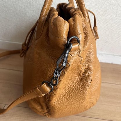 BOTTEGA VENETA Shoulder Bag Purse Intrecciato Leather Brown Authentic
