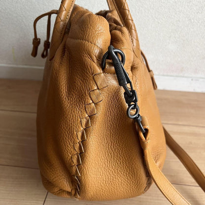 BOTTEGA VENETA Shoulder Bag Purse Intrecciato Leather Brown Authentic