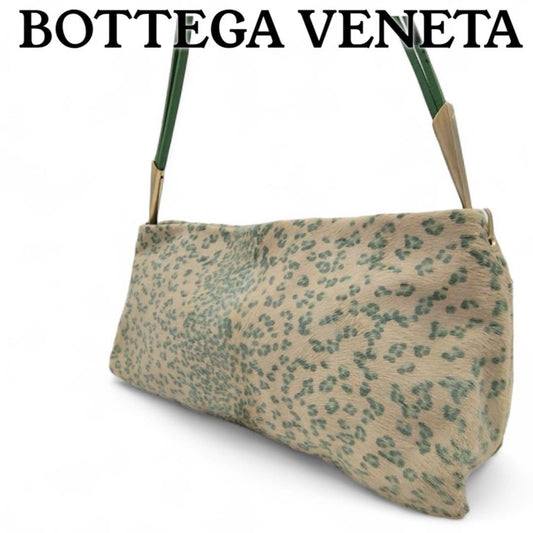 BOTTEGA VENETA Shoulder Bag Purse Leather Green Beige Authentic
