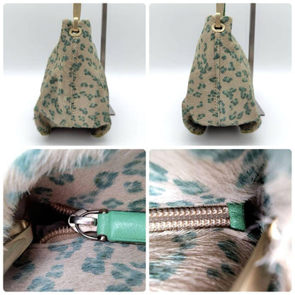 BOTTEGA VENETA Shoulder Bag Purse Leather Green Beige Authentic