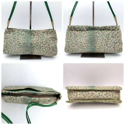 BOTTEGA VENETA Shoulder Bag Purse Leather Green Beige Authentic