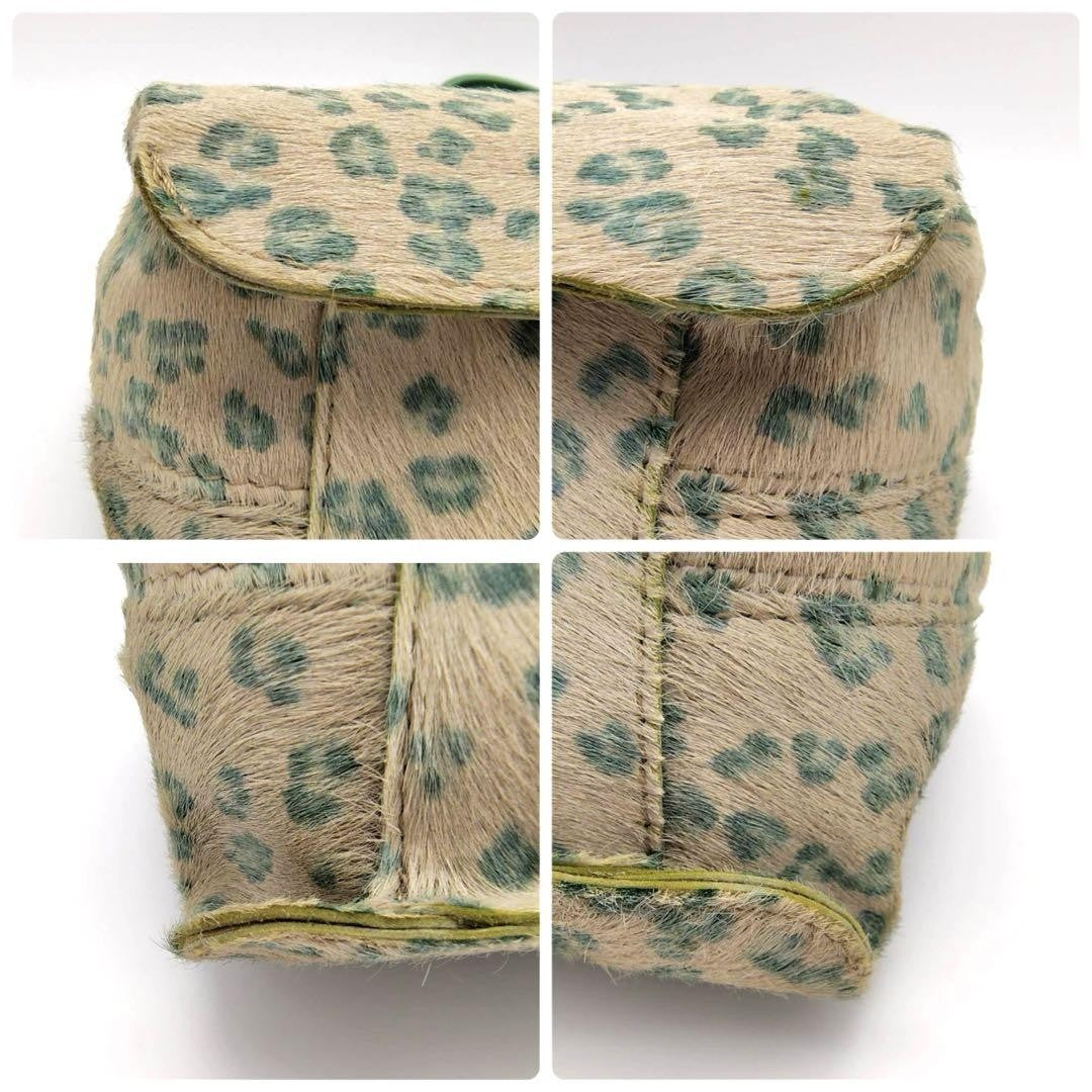 BOTTEGA VENETA Shoulder Bag Purse Leather Green Beige Authentic