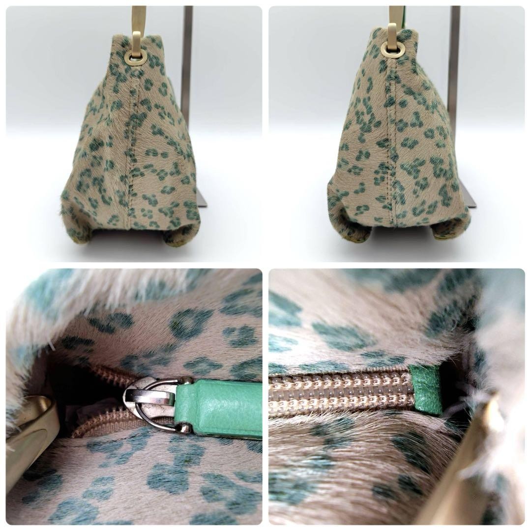 BOTTEGA VENETA Shoulder Bag Purse Leather Green Beige Authentic