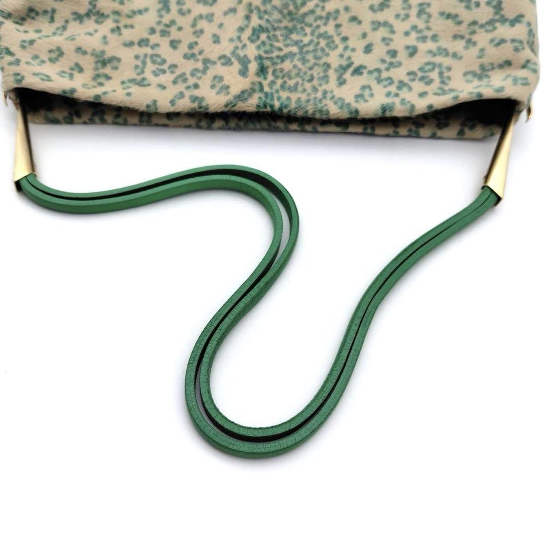 BOTTEGA VENETA Shoulder Bag Purse Leather Green Beige Authentic