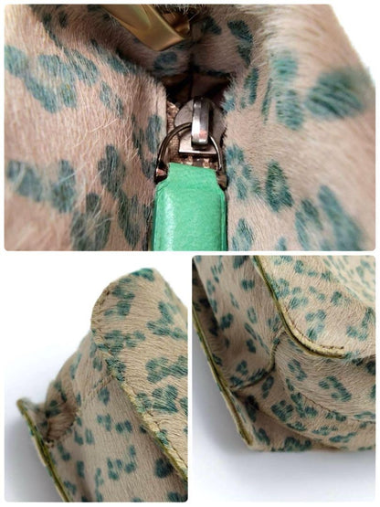 BOTTEGA VENETA Shoulder Bag Purse Leather Green Beige Authentic