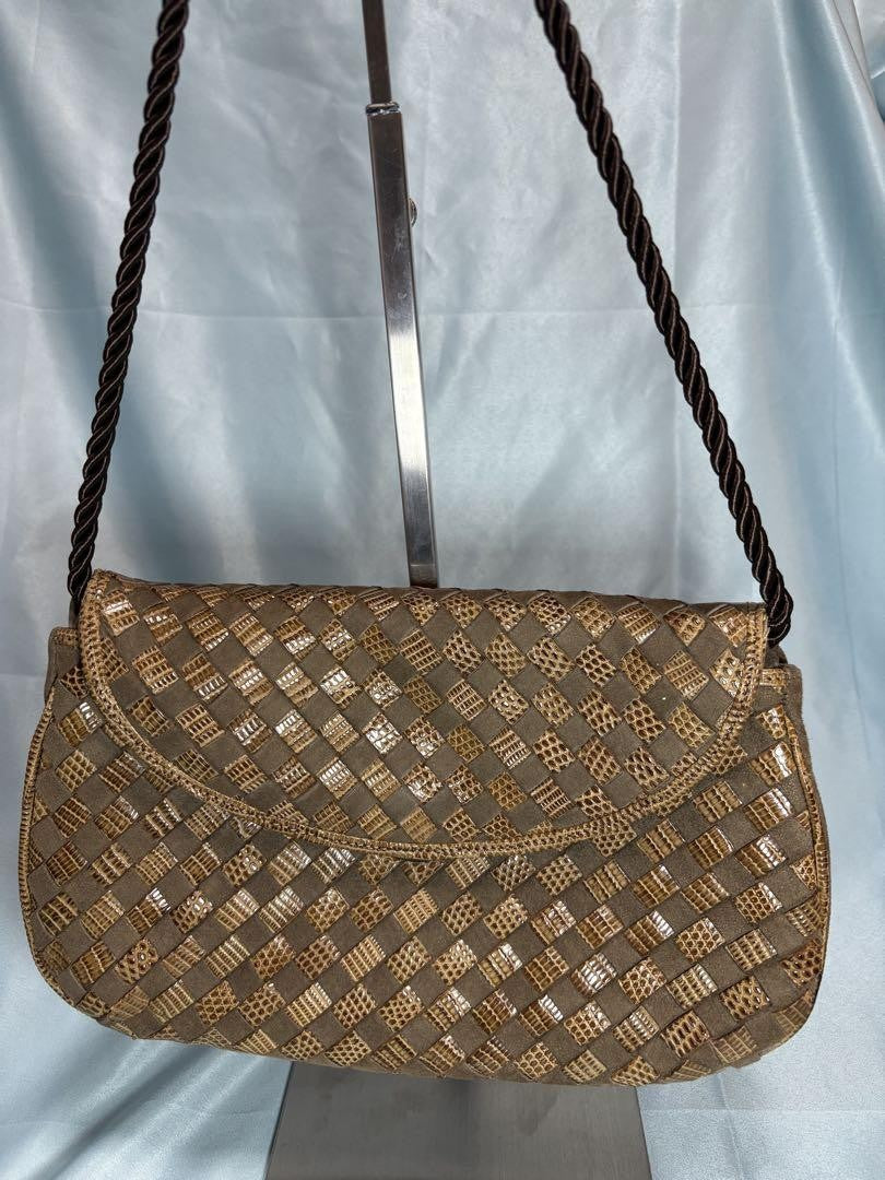BOTTEGA VENETA Shoulder Bag Purse Intrecciato Brown Authentic