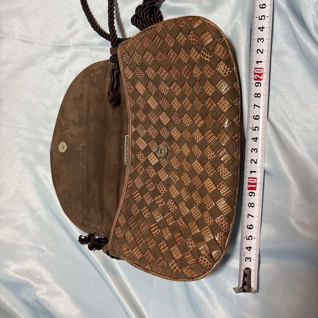 BOTTEGA VENETA Shoulder Bag Purse Intrecciato Brown Authentic