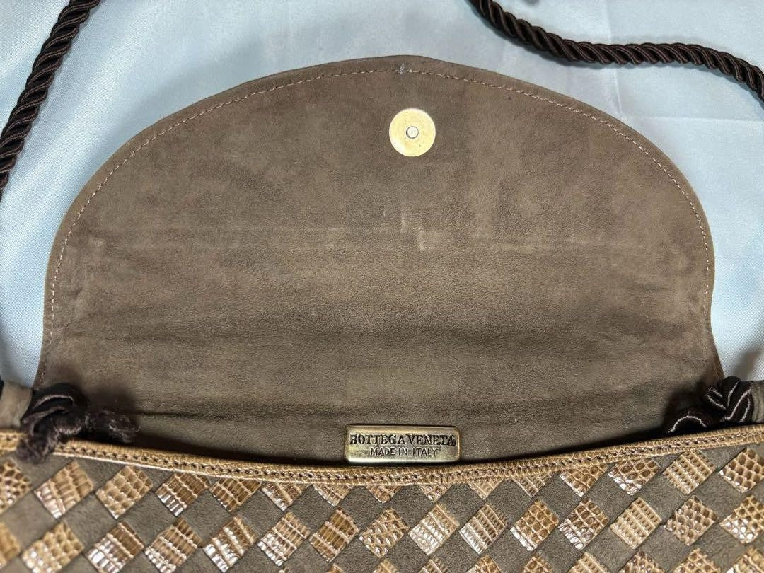 BOTTEGA VENETA Shoulder Bag Purse Intrecciato Brown Authentic