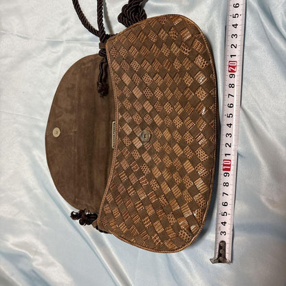 BOTTEGA VENETA Shoulder Bag Purse Intrecciato Brown Authentic