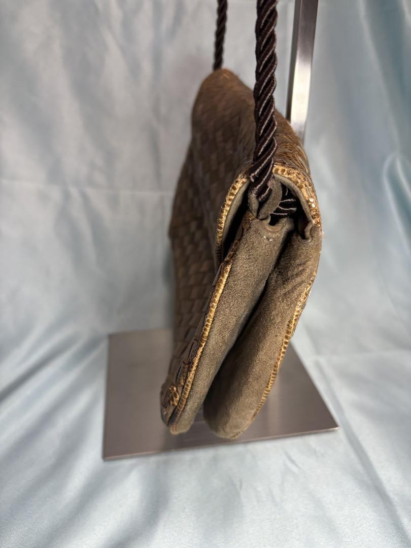 BOTTEGA VENETA Shoulder Bag Purse Intrecciato Brown Authentic