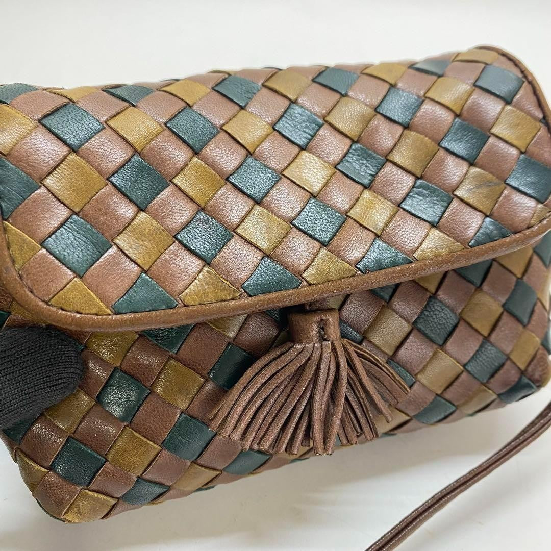BOTTEGA VENETA Shoulder Bag Purse Intrecciato Multicolor Authentic