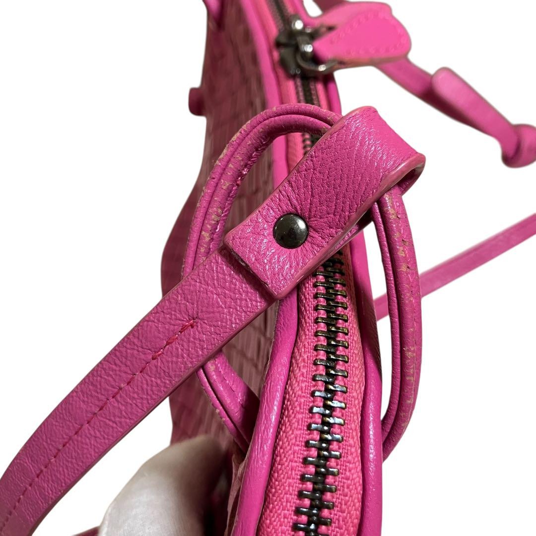 BOTTEGA VENETA Shoulder Bag Purse Intrecciato Leather Pink Authentic