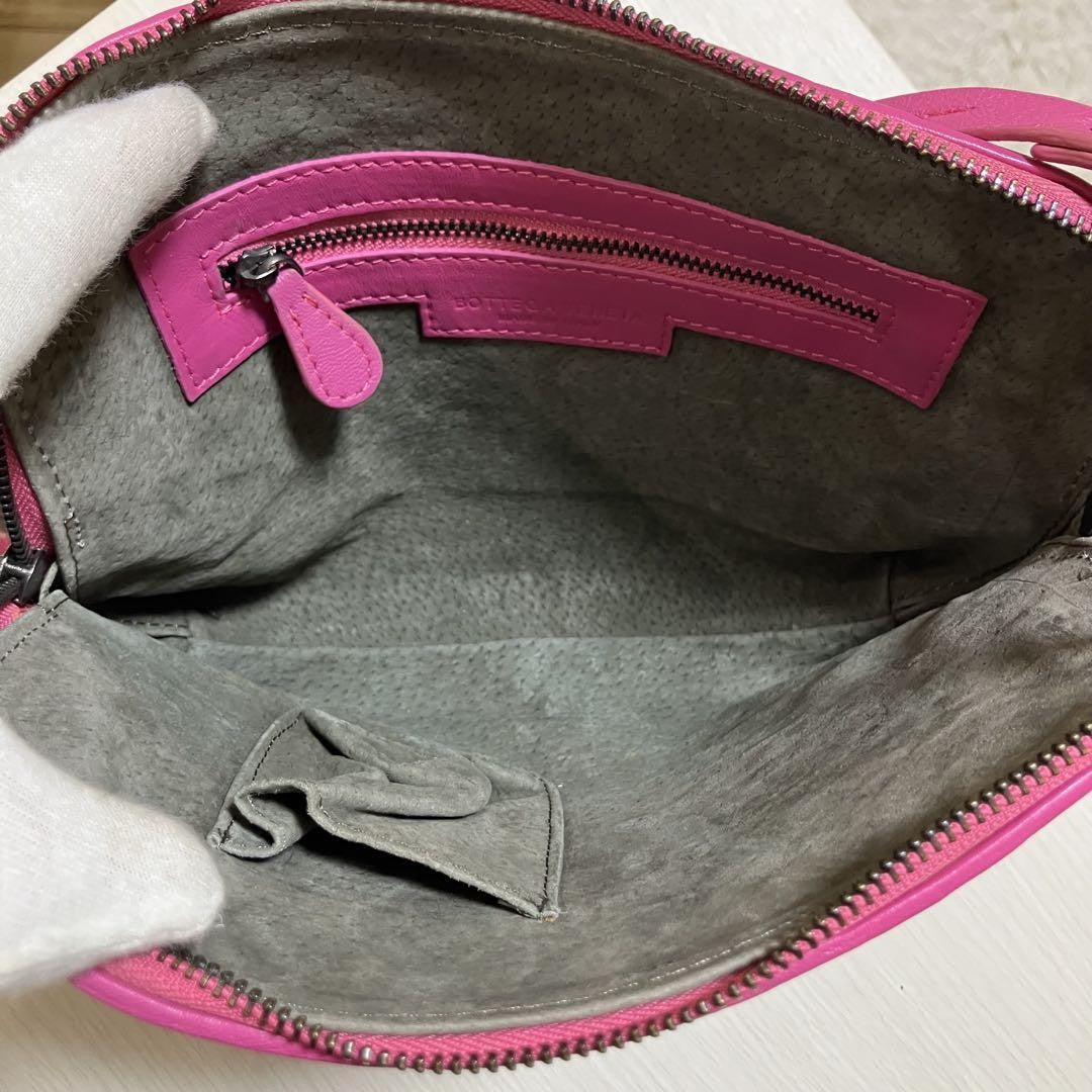 BOTTEGA VENETA Shoulder Bag Purse Intrecciato Leather Pink Authentic