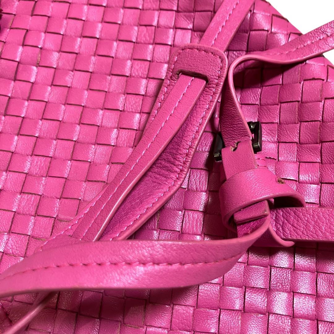 BOTTEGA VENETA Shoulder Bag Purse Intrecciato Leather Pink Authentic
